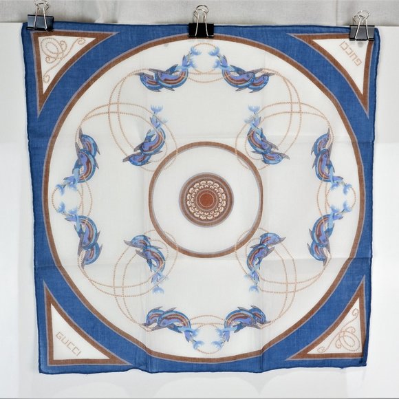 GUCCI Vintage Dolphin Pocket Square